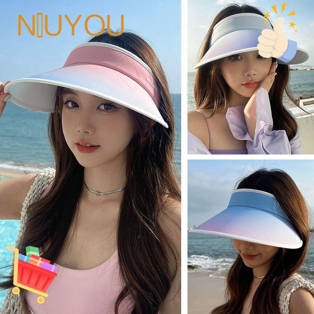 Nón Rộng Vành Hở Chóp Chống Nắng Tia UV Màu Sắc Cầu Vồng Gradient Dành Cho Nữ
