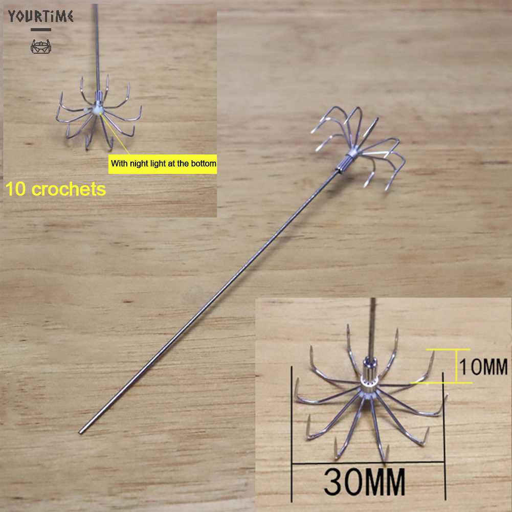 Bộ 10 Chiếc Móc Câu Hình Con Mực Phát Sáng Trong Bóng Tối