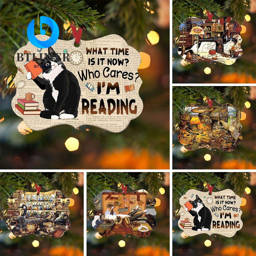 Mặt Dây Chuyền Bằng Acrylic Hai Mặt In Họa Tiết Mèo Giáng Sinh Sáng Tạo