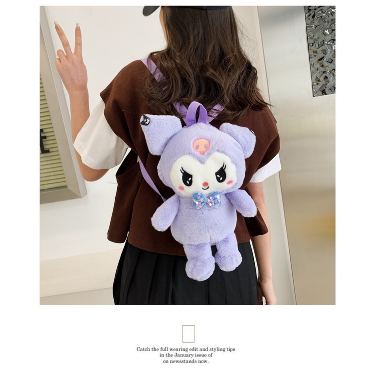 Ba Lô Búp Bê Kuromi Hoạt Hình Nhồi Bông Ba Chiều Cho Nữ