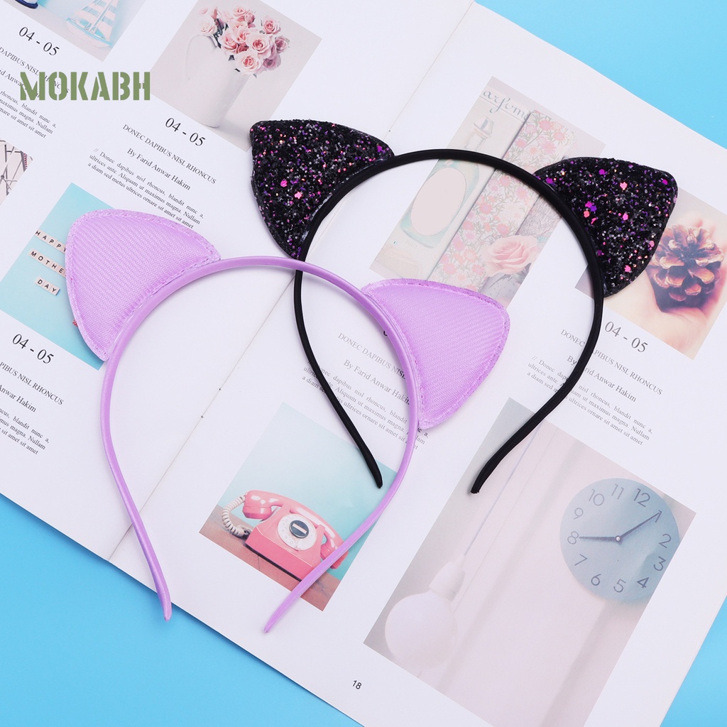 Băng Đô Cài Tóc Hình Tai Mèo Đính Kim Sa Lấp Lánh Màu Kẹo Ngọt Chống Trượt Thời Trang Cho Bé Gái