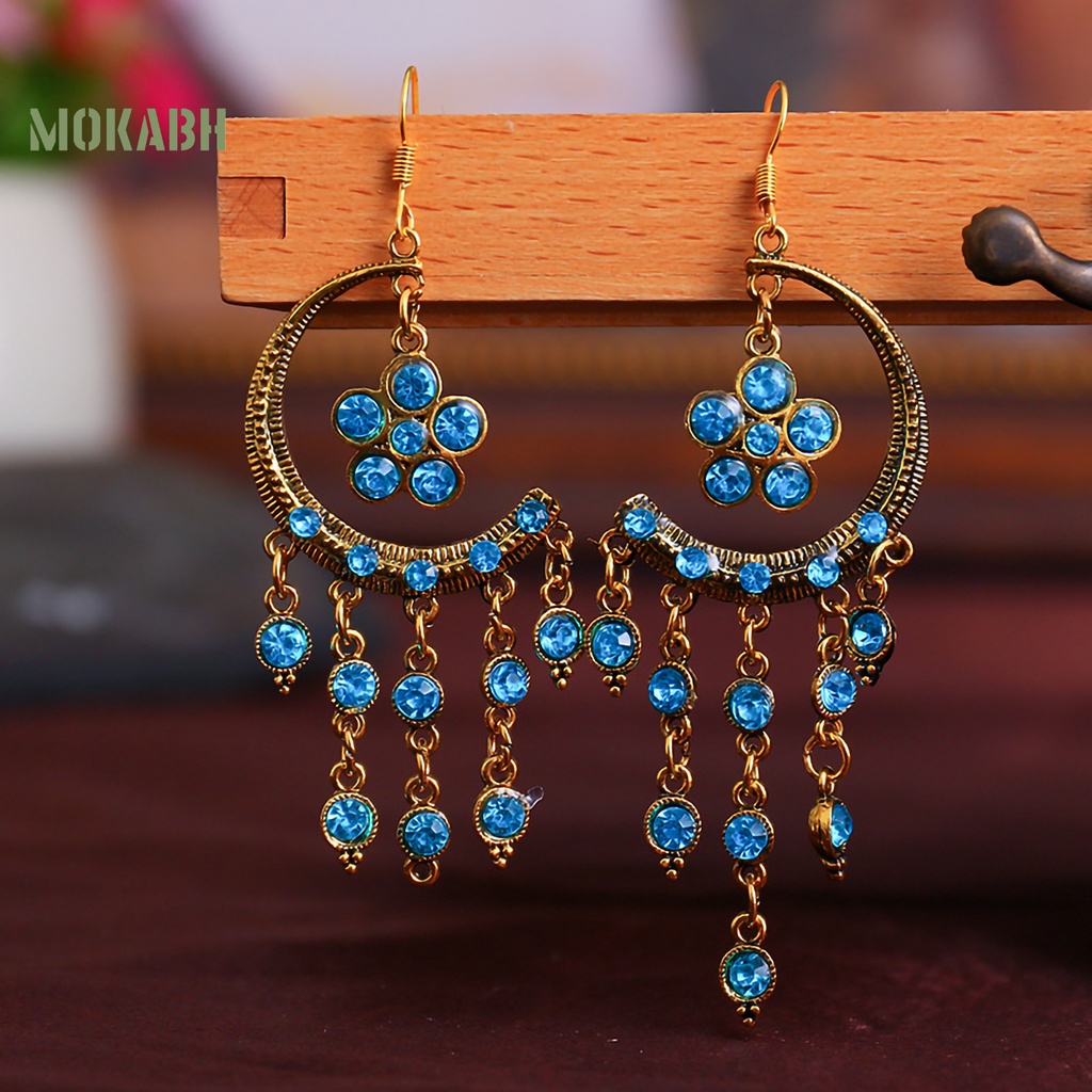 1 Đôi Bông Tai Hình Bán Nguyệt Dạng Tua Rua Lâu Trôi Tinh Tế Thời Trang Dự Tiệc