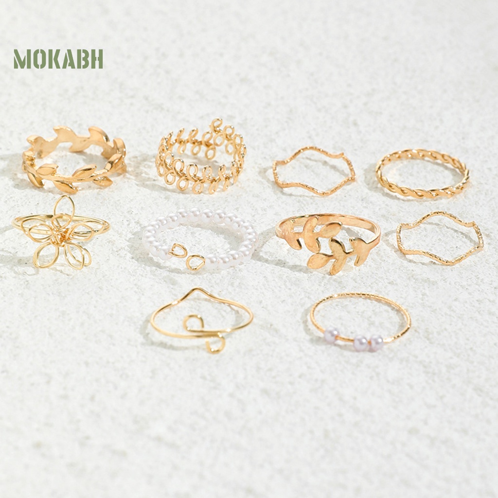 10 Nhẫn Đeo Ngón Tay Mạ Điện Họa Tiết Theo Phong Cách Bohemian Dùng Cho Tiệc