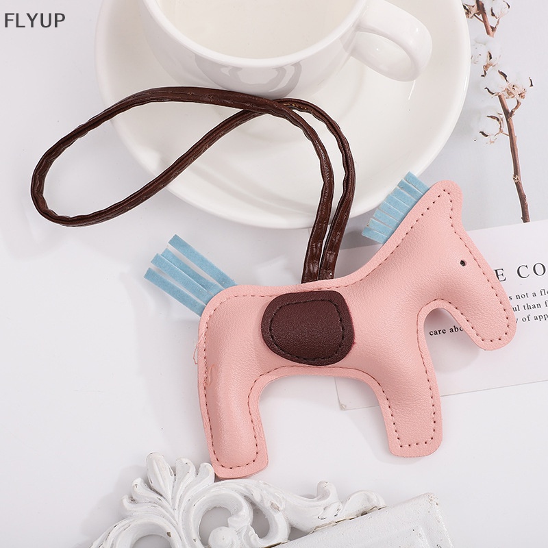 Móc Treo Chìa Khóa Bằng Da PU Hình Chú Ngựa Độc Đáo Trang Trí Túi Xách