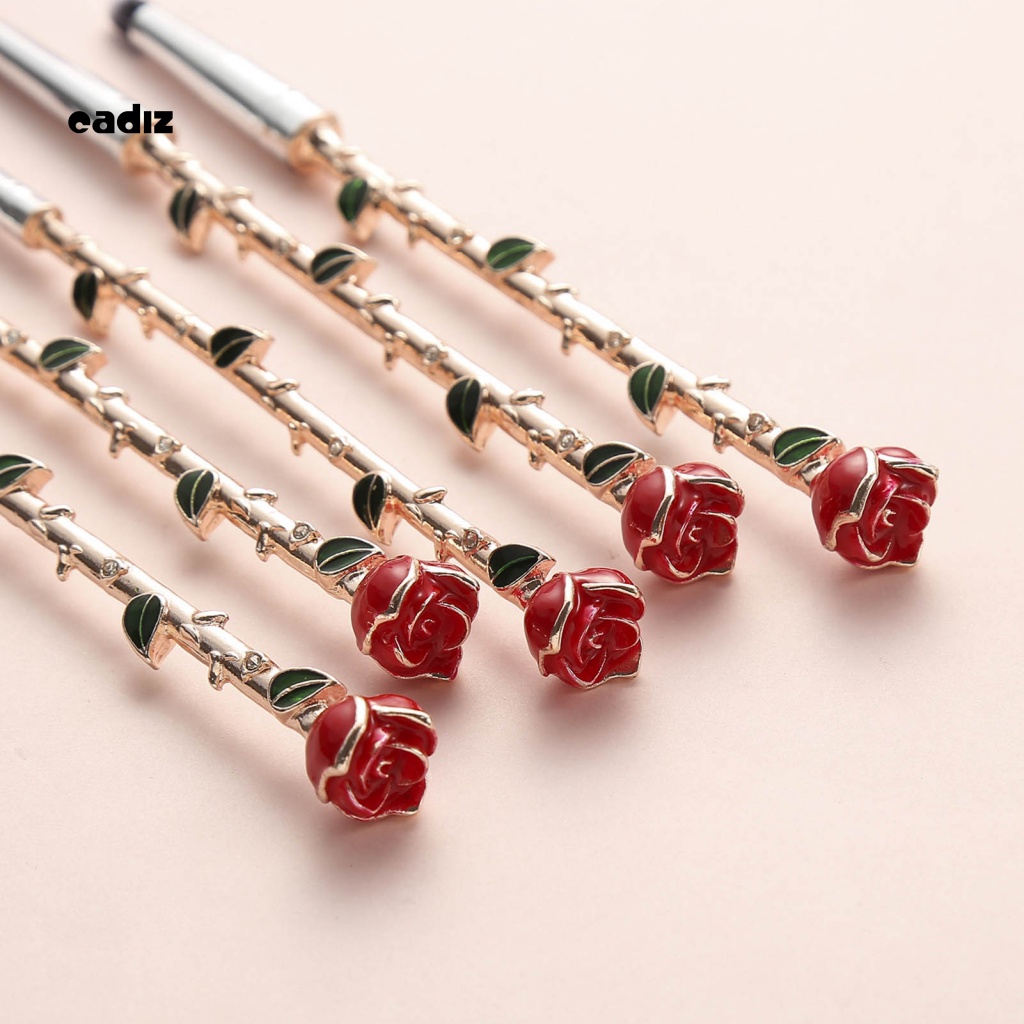 Bộ 5 Cọ Trang Điểm Chống Trượt Hình Hoa Hồng Dành Cho Nữ