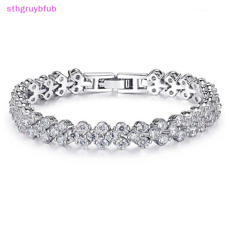Vòng Tay Chuỗi Hạt Đá Zircon Màu Bạc / Vàng Phong Cách Hip Hop Thời Trang