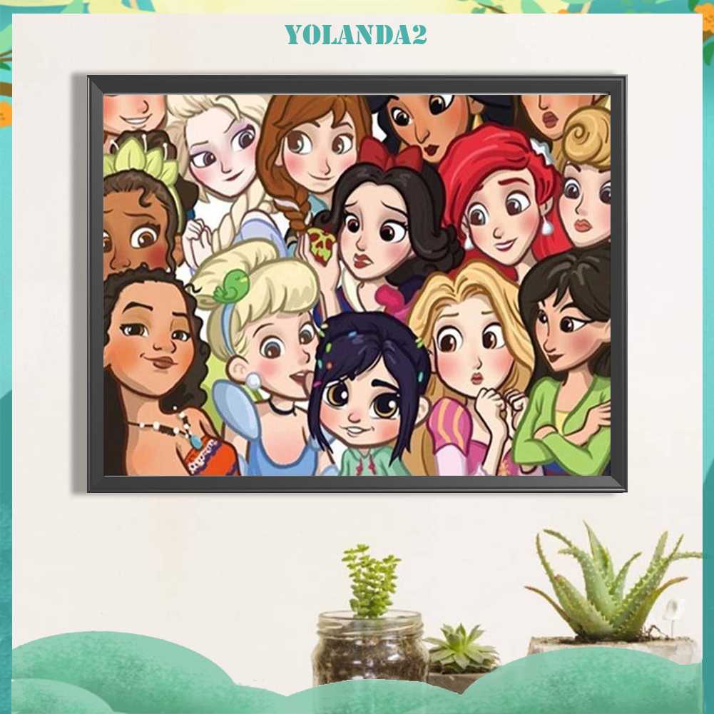 Bộ Tranh Đính Đá 5D Họa Tiết Công Chúa Hoạt Hình Độc Đáo DIY Dùng Trang Trí Nhà Cửa