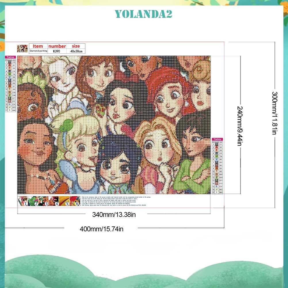 Bộ Tranh Đính Đá 5D Họa Tiết Công Chúa Hoạt Hình Độc Đáo DIY Dùng Trang Trí Nhà Cửa