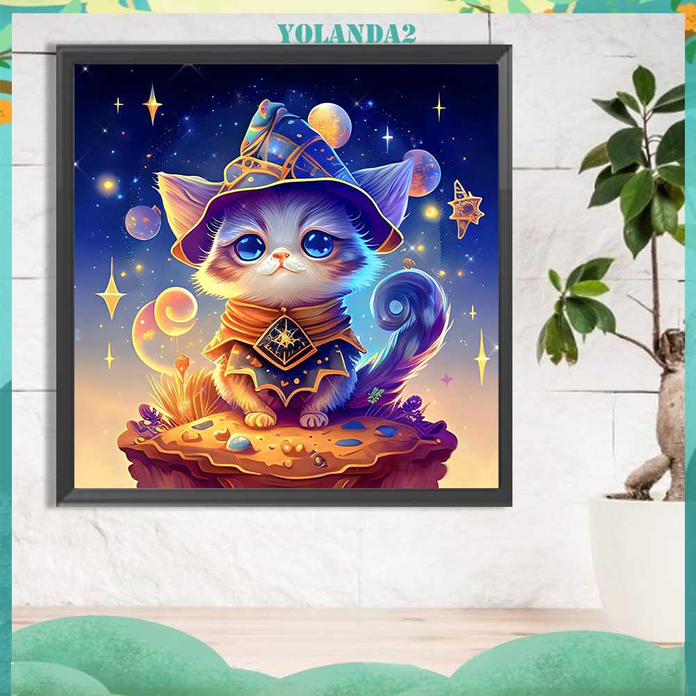 Tranh Đính Đá Kim Cương Toàn Bộ 5D DIY Hình Vẽ Mèo Trang Trí Nhà Cửa