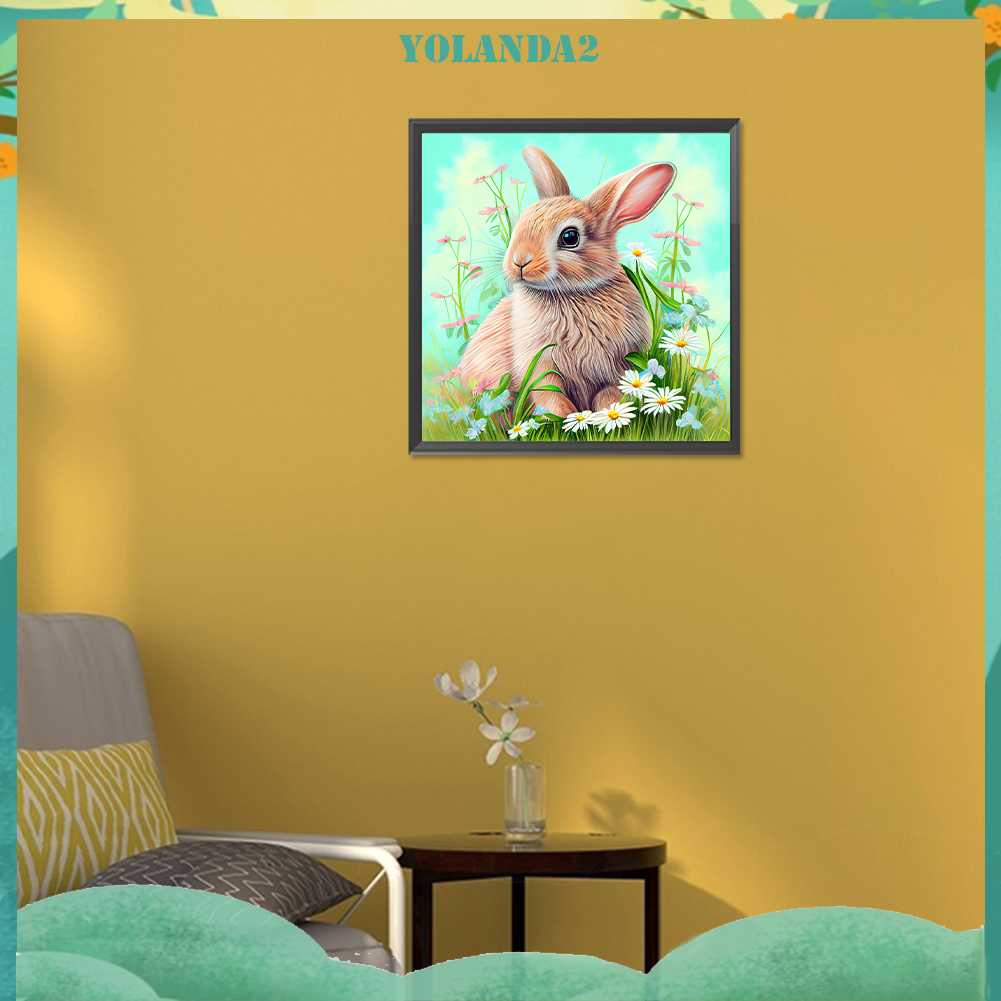 Tranh Đính Đá Kim Cương Toàn Bộ 5D DIY Hình Vẽ Thỏ Trang Trí Nhà Cửa