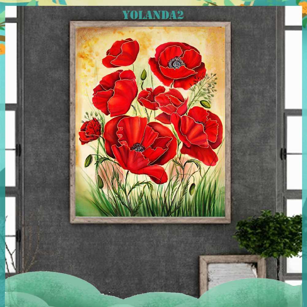 Tranh Đính Đá Kim Cương Toàn Bộ 5D DIY Hình Vẽ Hoa Trang Trí Nhà Cửa