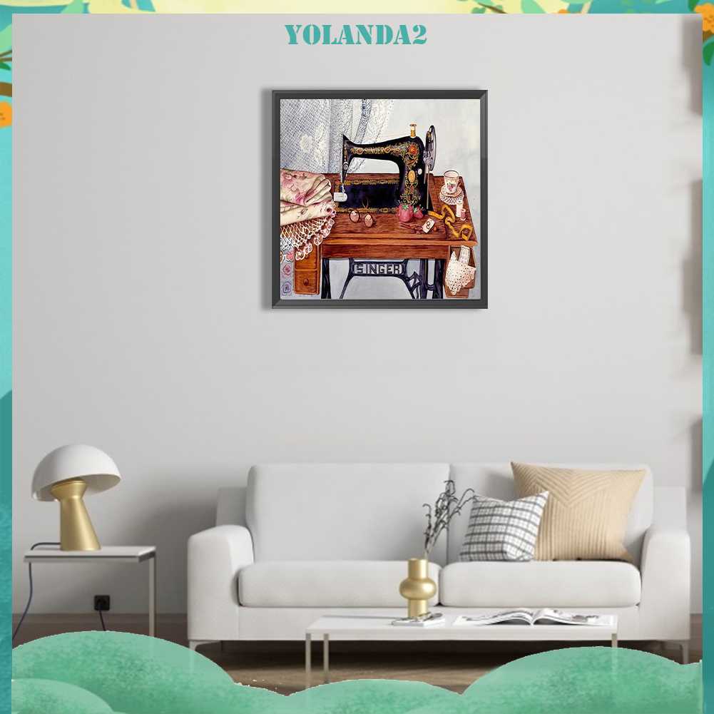 Tranh Đính Đá Kim Cương Toàn Bộ 5D DIY Hình Vẽ Máy May Trang Trí Nhà Cửa