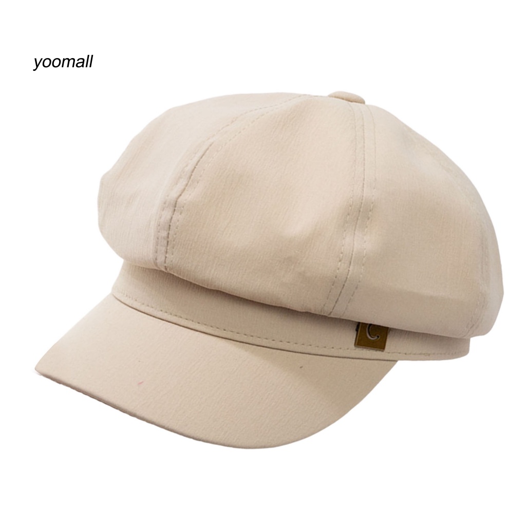 Mũ Beret Màu Trơn In Logo Vòm Tròn Vành Ngắn Thời Trang Cho Nữ