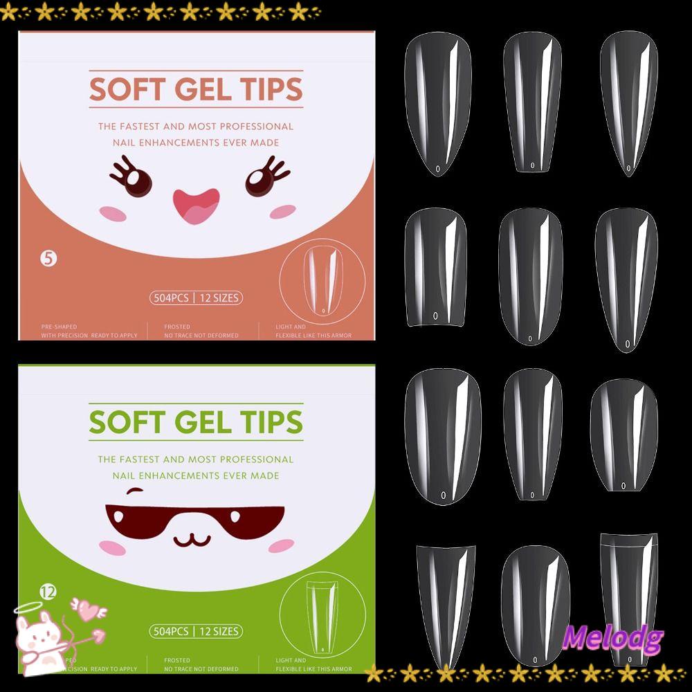 MELODG Bộ 504 Móng Tay Giả Trong Suốt Mềm Mại