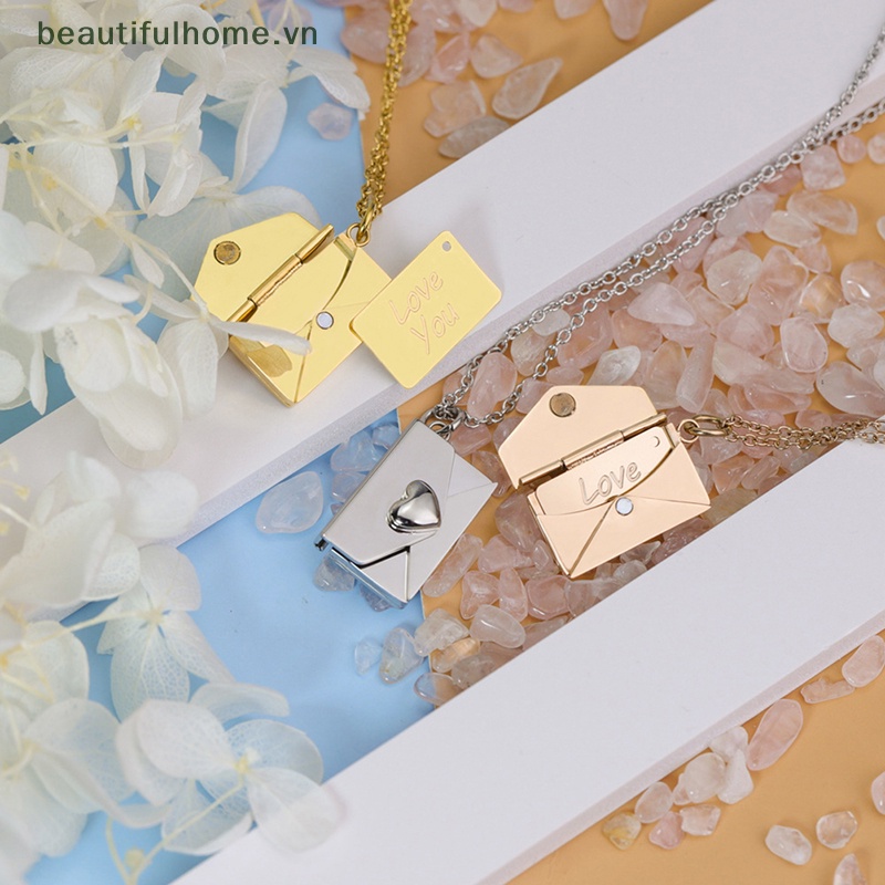 [beautifulhome] Mặt Vòng cổ Dạng Phong Bì Bằng Thép Không Gỉ Hình Trái Tim Sáng Tạo Dành Cho Cặp Đôi [beauty]