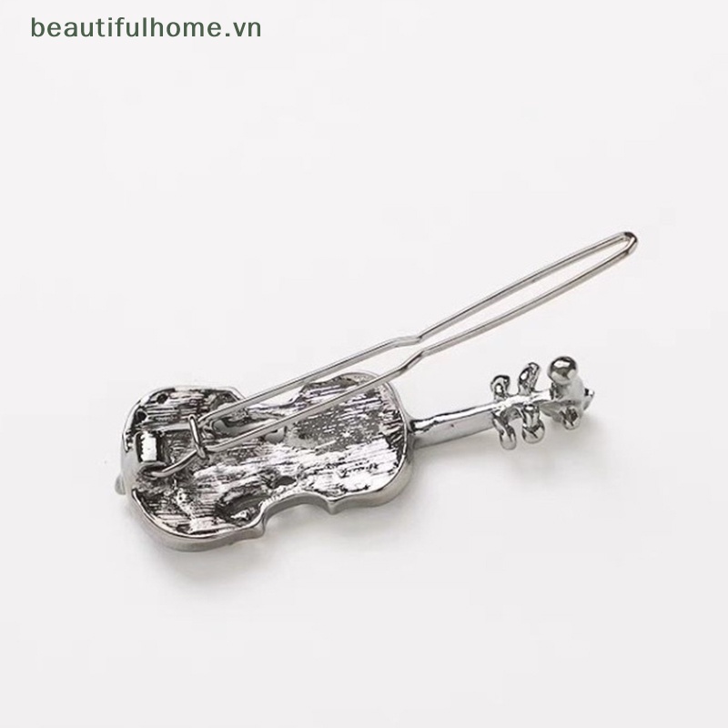 Kẹp Tóc Kim Loại Đính Đá Hình Đàn Violin Thời Trang Cho Nữ