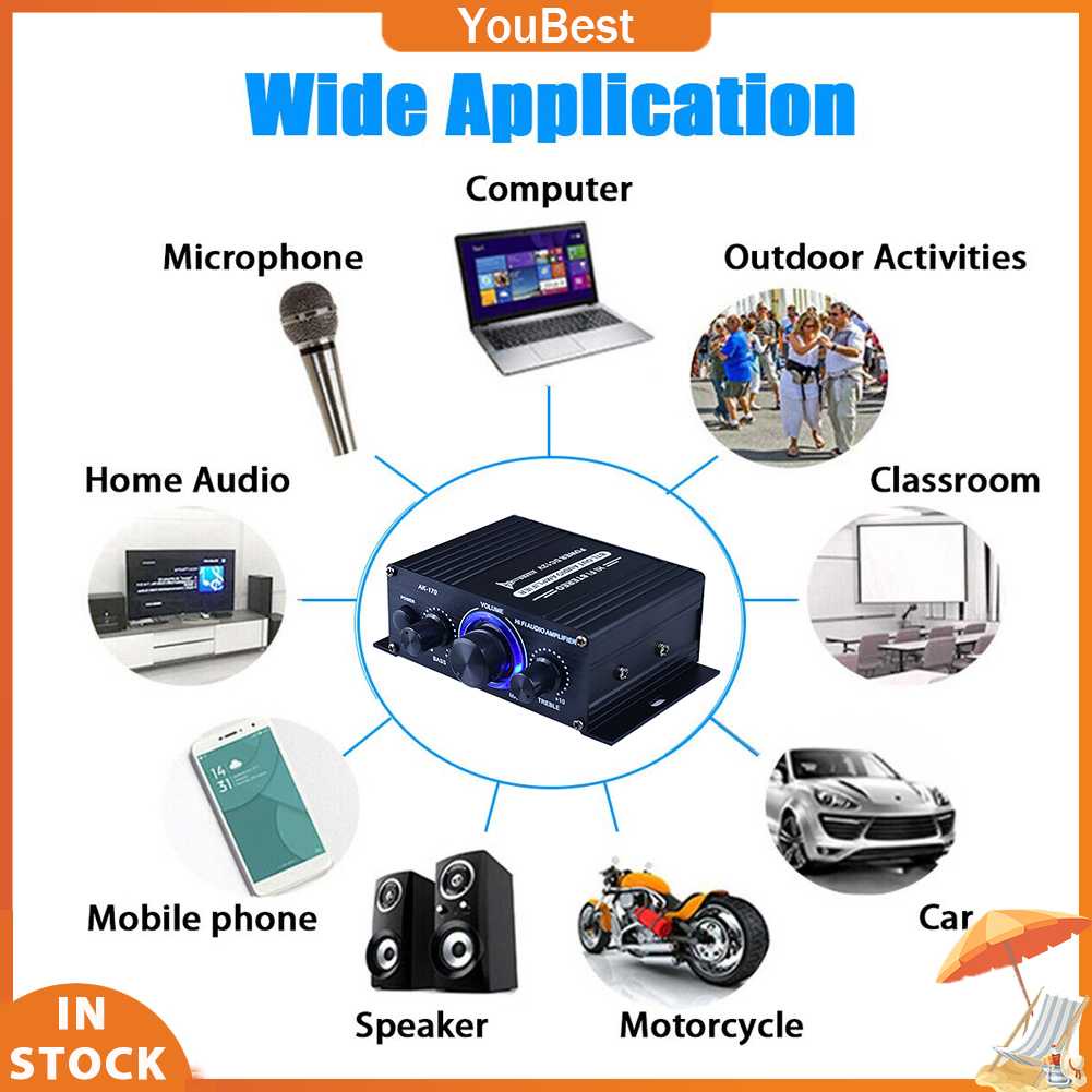 Set 1-5 Bộ Khuếch Đại Âm Thanh Ak-170 Hifi 200X200W Hai Kênh Chuyên Dụng Cho Xe Hơi / Nhà Cửa