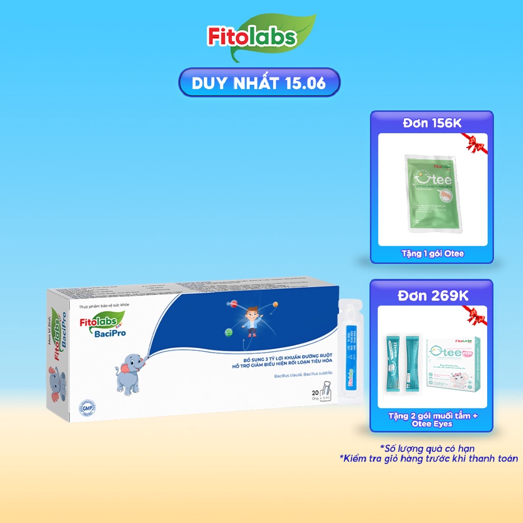 Men Vi Sinh Dạng Ống Fitolabs BaciPro Cung Cấp 3 Tỷ Lợi Khuẩn Và Kẽm Giúp Cải Thiện Rối Loạn Tiêu Hóa Cho Bé Hộp 20 Ống