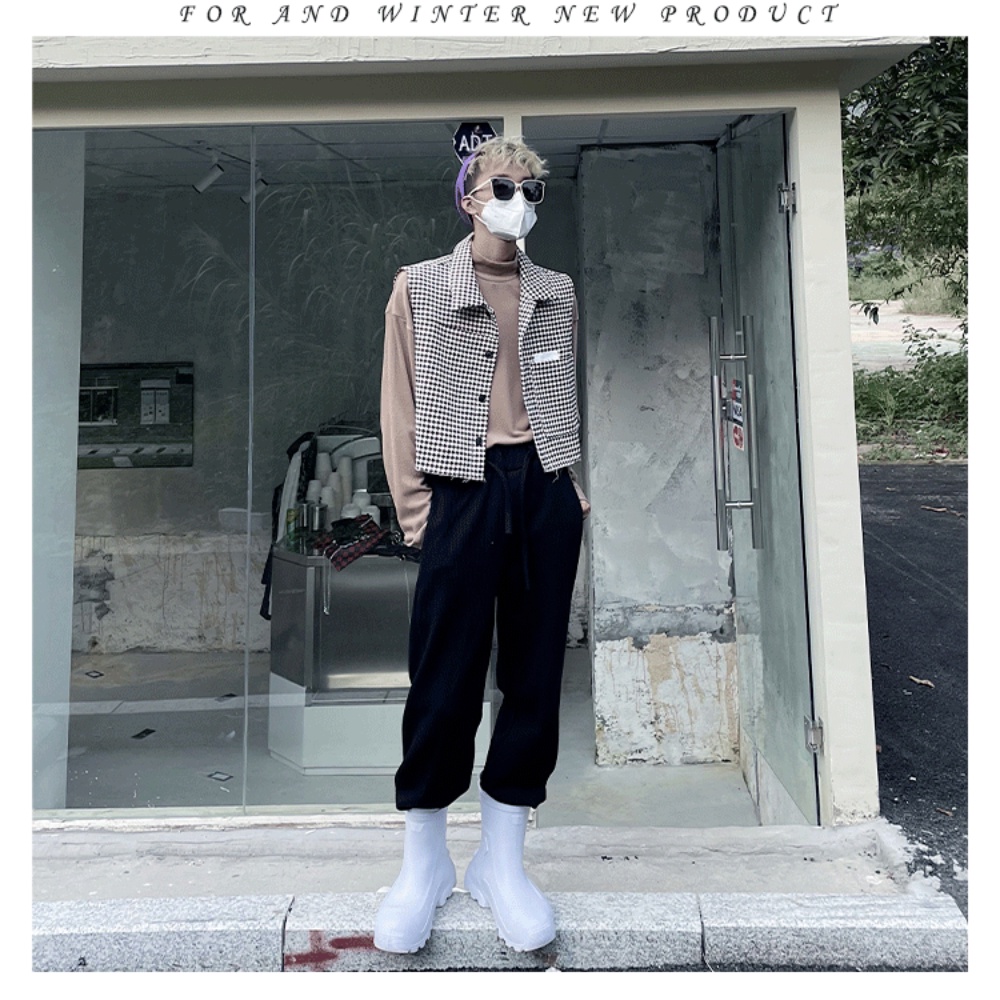 Áo Khoác Không Tay Họa Tiết Caro Phong Cách Mỹ Cao Cấp Cho Nam