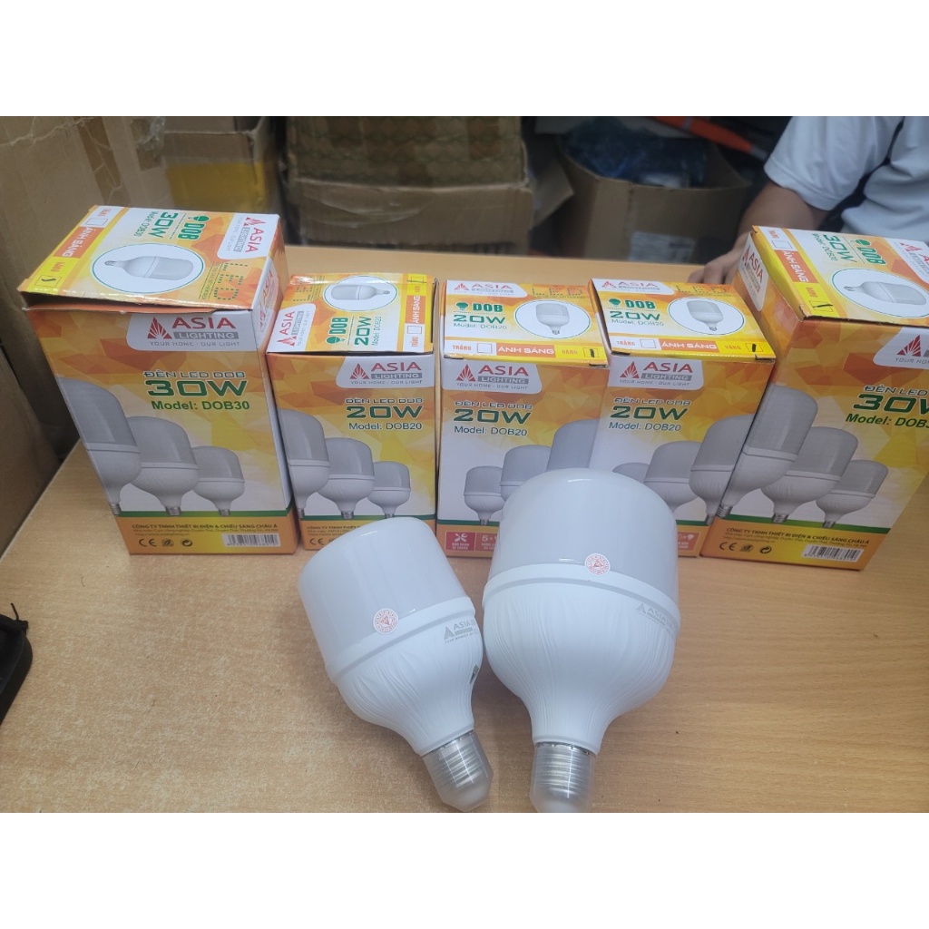 Bóng đèn Led Búp trụ Asia DOB công suất lớn 15-60W, sử dụng đui E27 bảo hành chính hãng 1 năm
