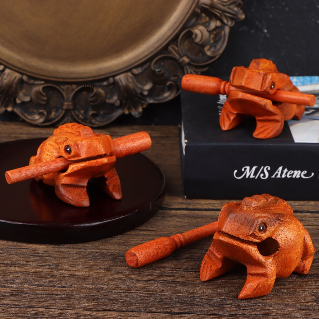Set 4 Nhạc Cụ Điêu Khắc Hình Chú Ếch Mini Bằng Gỗ