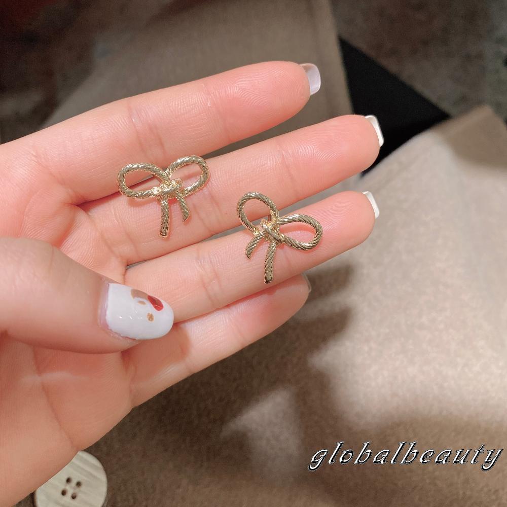 Bông Tai Hình Nơ Bằng Kim Loại Dễ Thương Cho Nữ