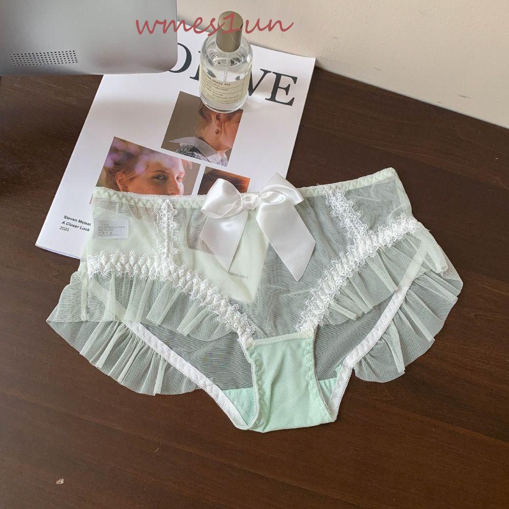 Quần Lót Lưới Thoáng Khí Siêu Mỏng Trong Suốt Đính Nơ Ruy Băng Đáng Yêu WMES15H