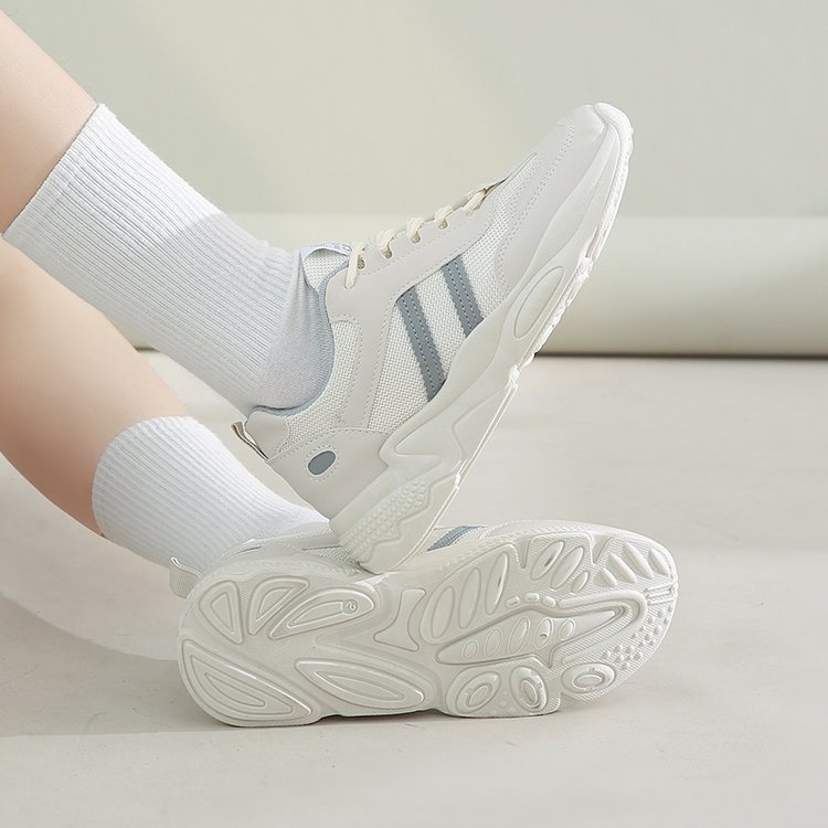 Giày Thể Thao Đế Bằng Phối Lưới Thoáng Khí Thoải Mái Cho Nữ
