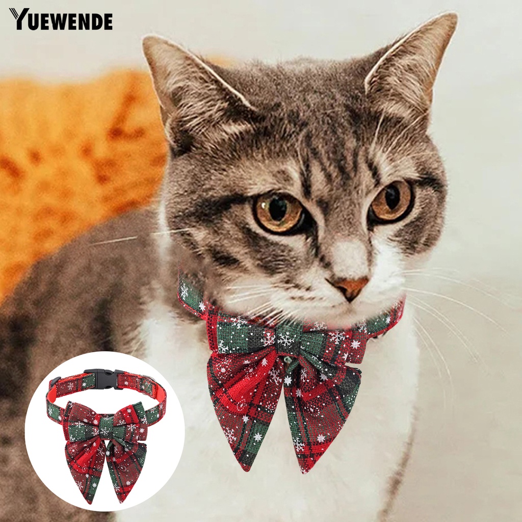 Yq.e Vòng Cổ Nhỏ Thắt Nơ Bằng Polyester Dễ Giặt Tháo Gỡ Họa Tiết Bông Tuyết Giáng Sinh Cho Thú Cưng