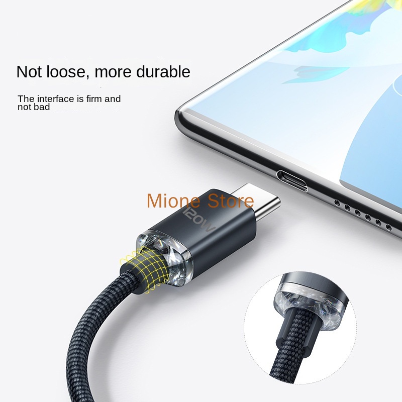 Dây Cáp Sạc Nhanh 120W Mione 6A 66W 120W USB Type C Cho Xiaomi chất lượng cao chuyên dụng