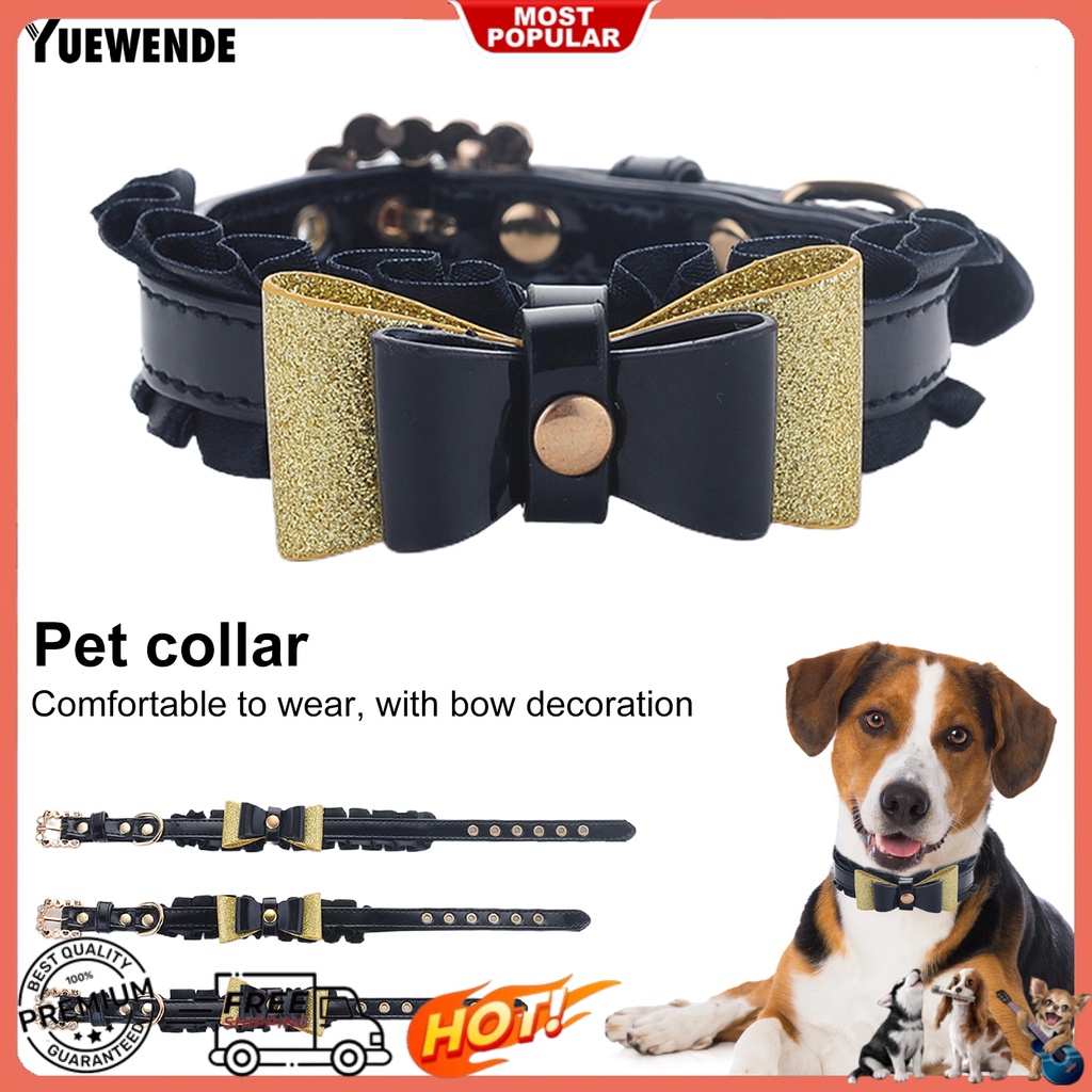 Vòng Cổ Giả Da Đính Nơ Cho Thú Cưng