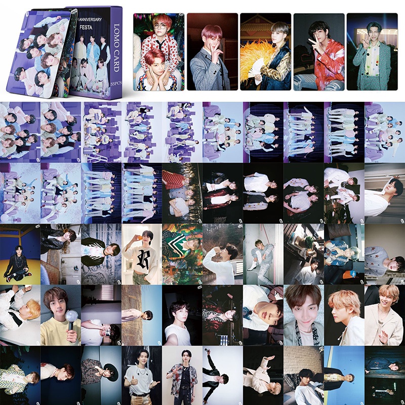 BTS LOMO Card Set 55 Tấm Thẻ Ảnh 10TH ANNIVERSARY FESTA Hình Nhóm Nhạc KPOP