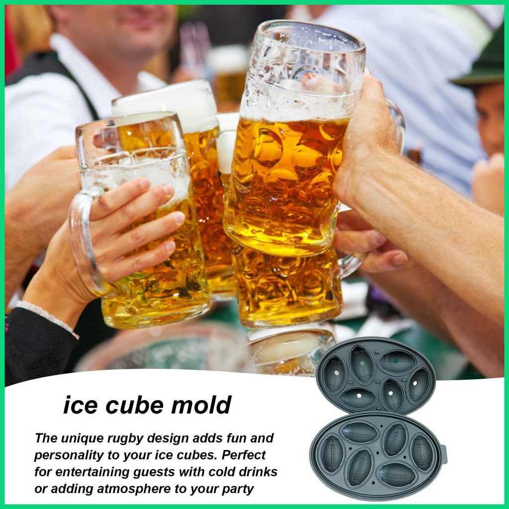 Khuôn Làm Đá 6 Ô Hình Oval Bằng Silicone Có Nắp Và Phễu Có Thể Tái Sử Dụng