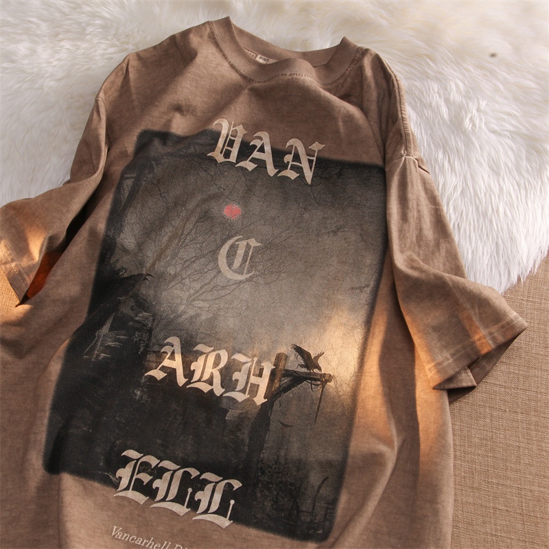 Áo Thun Ngắn Tay In Chữ Phong Cách Âu Mỹ Cá Tính Cho Nam