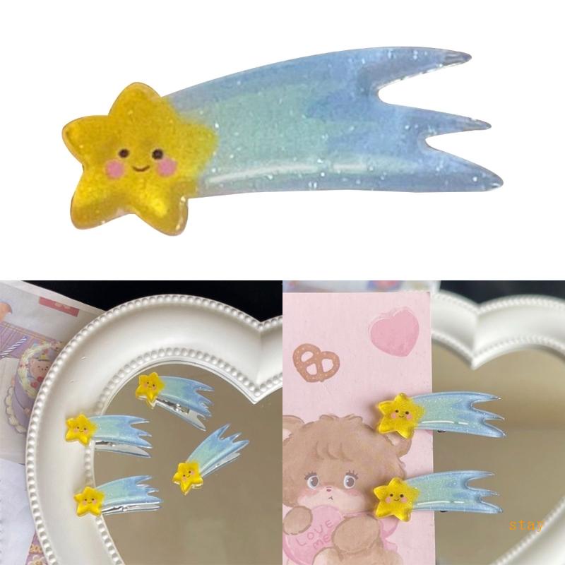 Kẹp Tóc Hình Ngôi Sao Năm 90s Màu Trong Suốt Lấp Lánh Dễ Thương Cho Bạn Gái