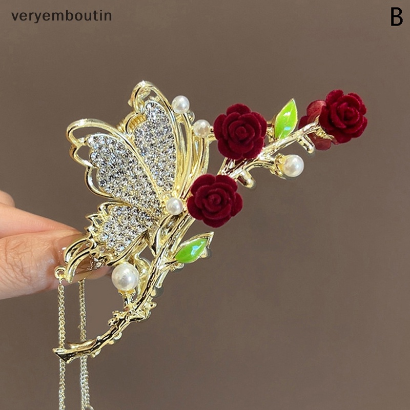Kẹp Tóc Đính Đá Hình Hoa Hồng Thời Trang Cho Nữ