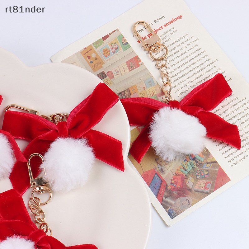 Rt Móc Khóa Gắn Nơ Vải Nhung Đỏ Phối Bóng Lông Dễ Thương Cho Bạn Gái n