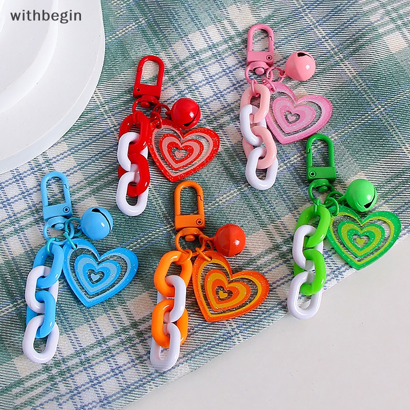 1 Móc Khóa Acrylic Hình Trái Tim Nhiều Màu Thời Trang