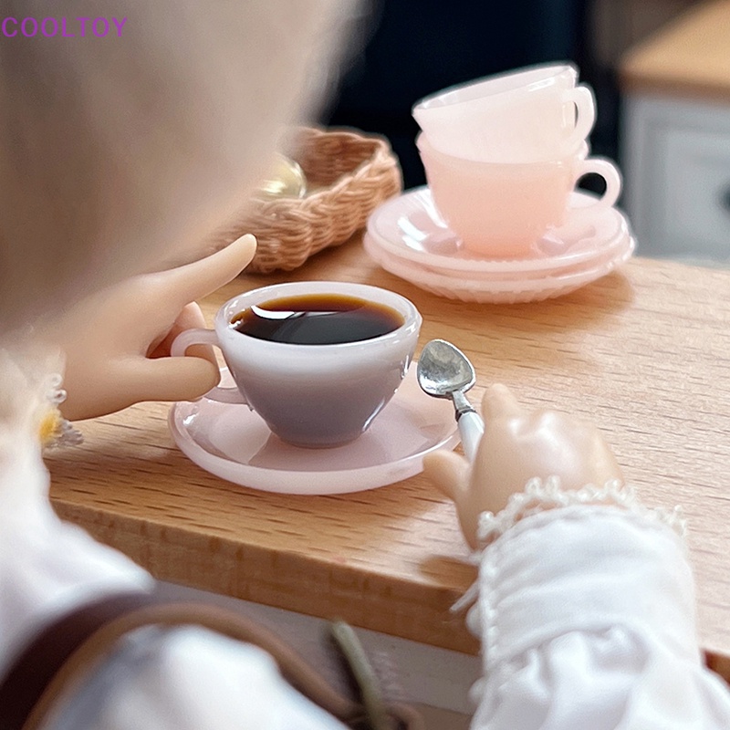 1 Bộ Tách Uống Trà Và Tách Cà Phê Mini Tỉ Lệ 1: 6 Trang Trí Nhà Búp Bê
