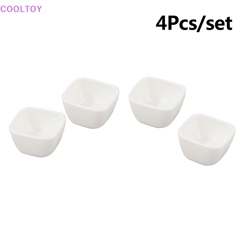 Set 4 Bát Cơm Hình Vuông Mini Tỉ Lệ 1: 12 Dùng Để Trang Trí Nhà Búp Bê