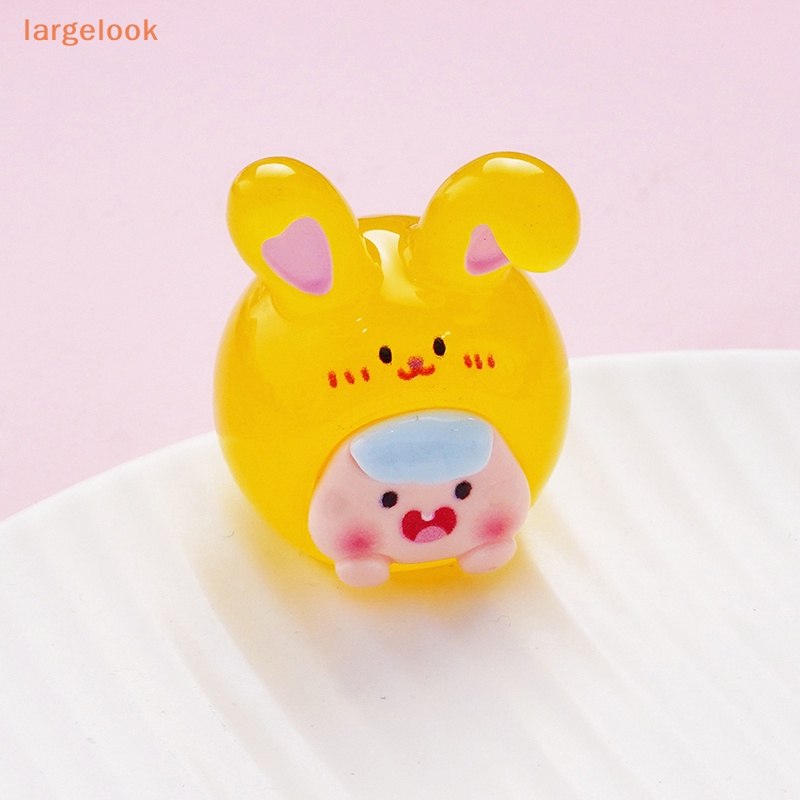 Set 2 Tượng Thỏ Hoạt Hình Mini Bằng Nhựa Phát Quang Trang Trí Tiểu Cảnh