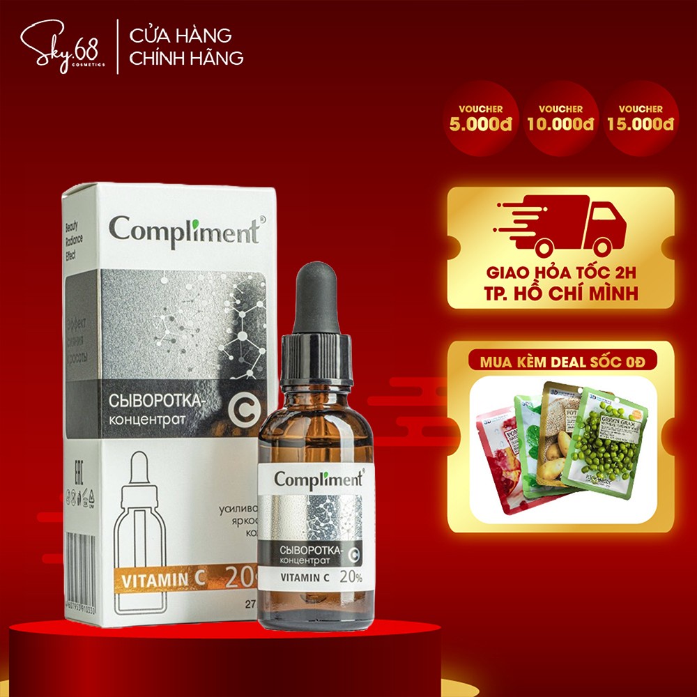 Serum Compliment Vitamin C 20% Sáng Da, Mờ Thâm, Ngừa Lão Hoá 27ml