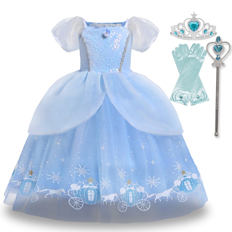 Đầm Công Chúa Elsa Hóa Trang Halloween 2023 Dành Cho Bé Gái