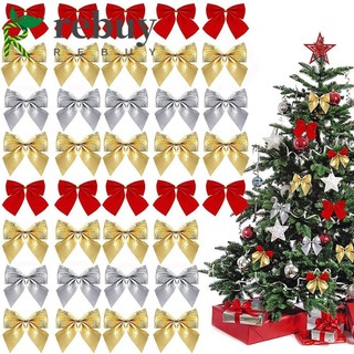 Set 12 nơ treo trang trí cây thông noel bằng vải không dệt trọng lượng nhẹ nhiều màu sắc