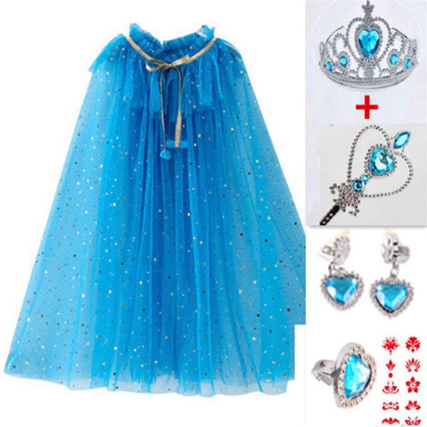 Wanchristmas trang phục biểu diễn khăn choàng cô gái lưới công chúa elsa frozen cape áo choàng