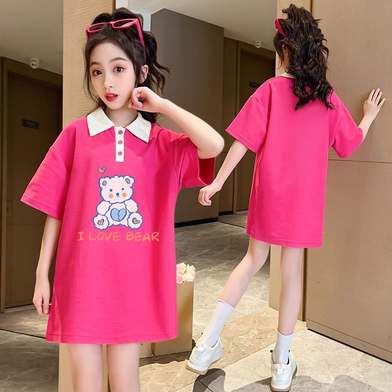 Đầm Cotton Màu Trơn Phong Cách Hàn Quốc Mới 2023 Cho Bé Gái 5-6 - 7-8 - 9-10 - 11-12 - 13-14 Tuổi