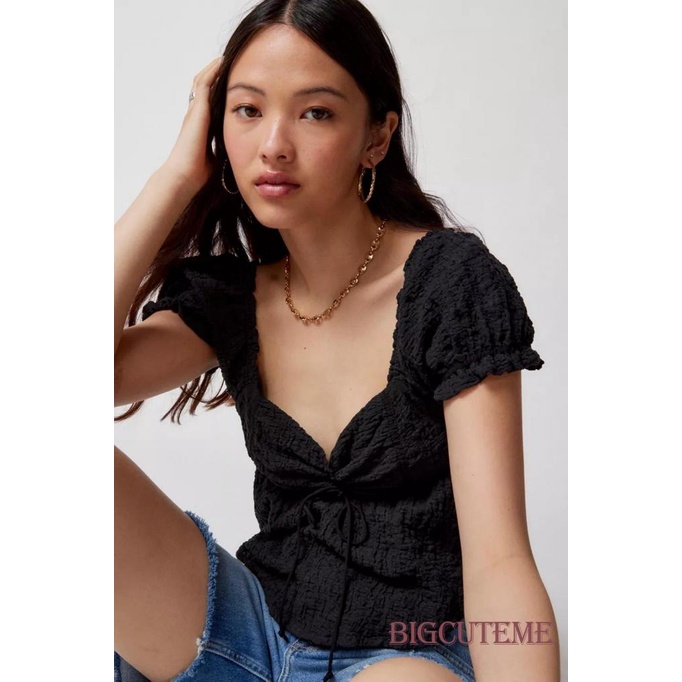 Áo Croptop Tay Phồng Ngắn Thời Trang Mùa Hè Xinh Xắn Cho Nữ