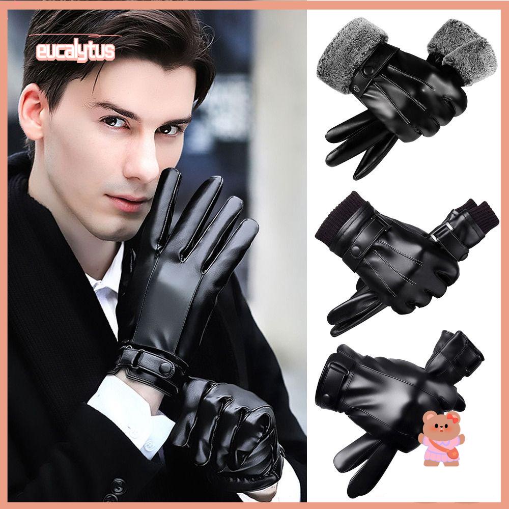 Găng Tay Da Phối Lông Ấm Áp Phong Cách Thể Thao Thời Trang Thu Đông