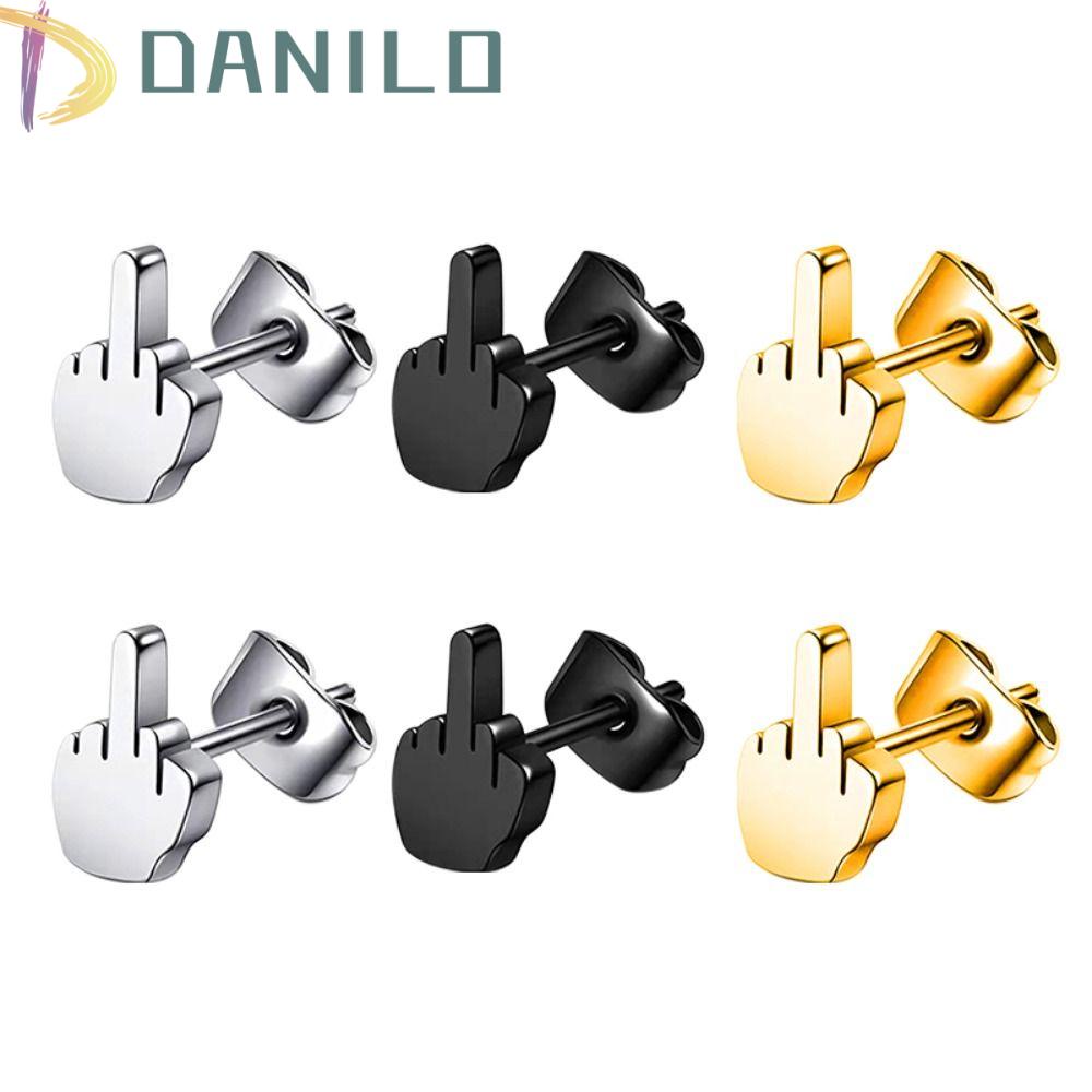 Đôi Khuyên Tai Hình Ngón Tay Giữa Phong Cách Punk Đường Phố Cá Tính|Phụ Kiện Bảng Điều Khiển Dành Cho Nam Giới