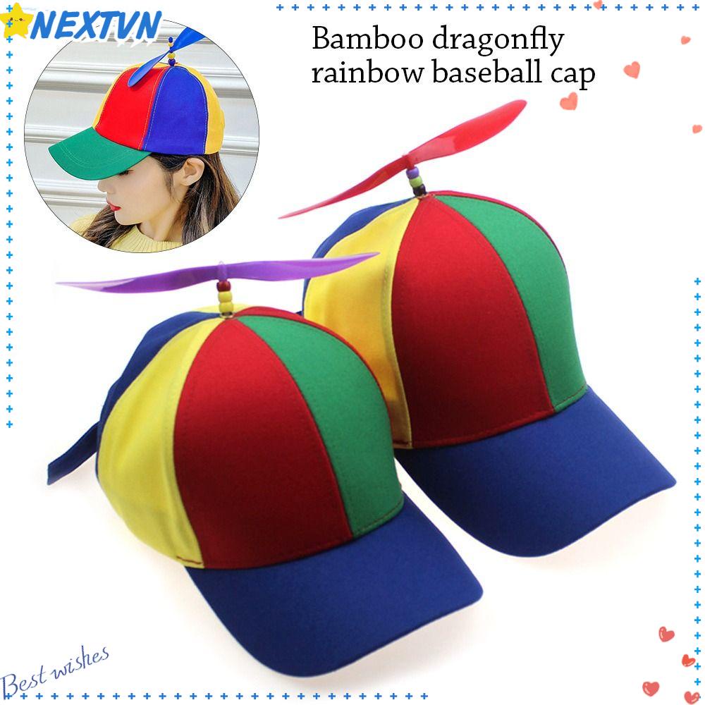 Mũ Lưỡi Trai Thêu Hình Máy Bay Trực Thăng Màu Cầu Vồng Vui Nhộn